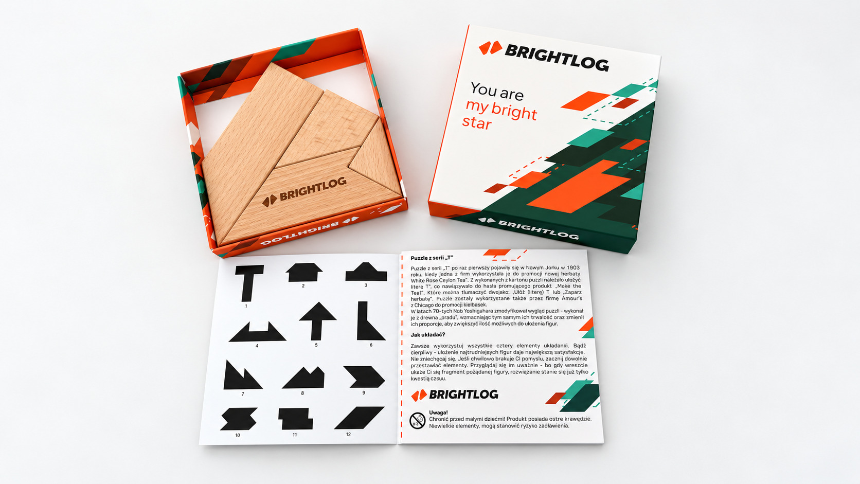 Personalizowane puzzle BRIGHTLOG z grawerem logo, firmowym opakowaniem i instrukcją