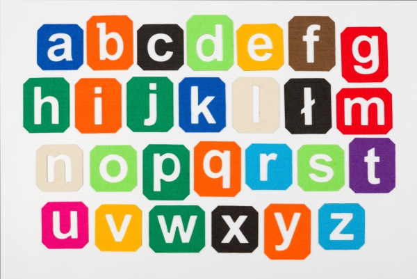 Alfabet magnetyczny z filcem małe litery - kafelki